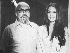 Harry Harrison on the set with Leigh 
Taylor-Young